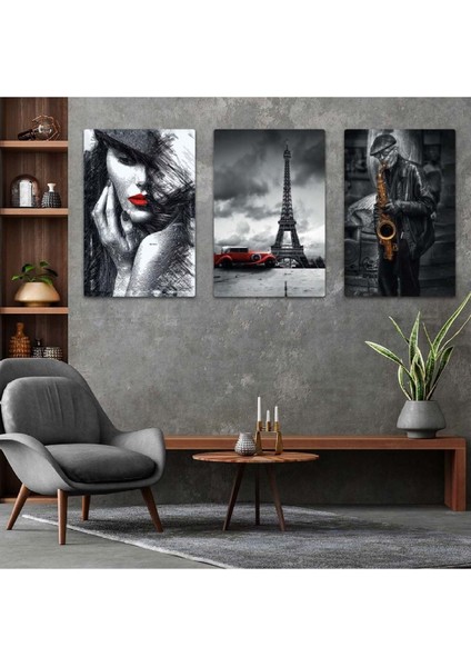Eiffel Kulesi 3'lü Mdf Tablo Set