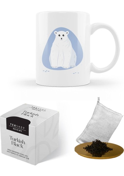 Peluş Beyaz Ayıcık - Özel Tasarım Baskılı Kupa - Turkish Black Tea - Melek Model Kolye Hediye Seti fiyatları
