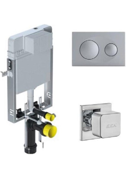 Smooth Gömme Rezervuar 3 'lü Set (Gövde T020111+PANEL P400180+ANK. Ara Kesme Valfi 102151024) T020111BK40