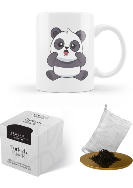 Peluş Panda- Özel Tasarım Baskılı Kupa - Turkish Black Tea - Melek Model Kolye Hediye Seti fiyatları