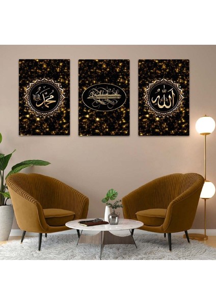 Hz Muhammed Ve Allah Lafzı Dini 3'lü Mdf Tablo Set fiyatları
