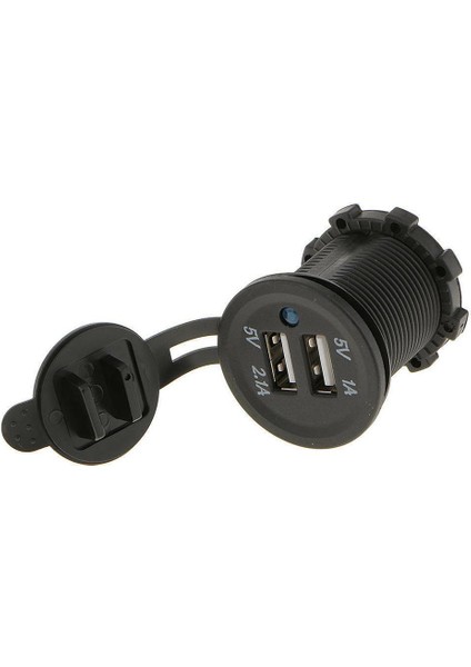 SE-2406 Su Geçirmez Kapaklı 12-24V Çift USB Tekne Araba Şarj Soketi 2'li 5V/1A - 5V/2.1A USB Şarj