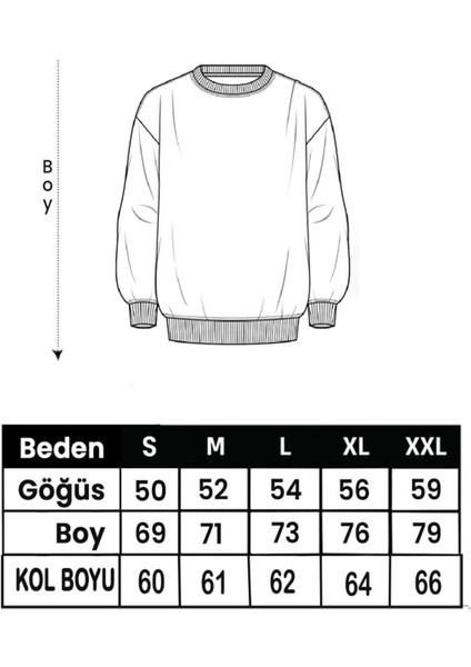 Gökkuşağı Renkli Kalp Baskılı 2 Iplik Şardonlu Bisiklet Yaka Swatshirt