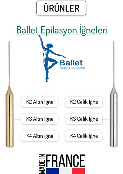 50 Adet K2 Gümüş Epilasyon İğnesi 50'li K2 Çelik İğne