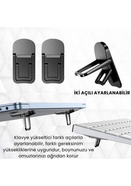 Coofbe 2 Adet Yapışkanlı Katlanılabilir 2 Kademe Yükseklik Ayarlı Laptop Standı Laptop Stand Ayağı