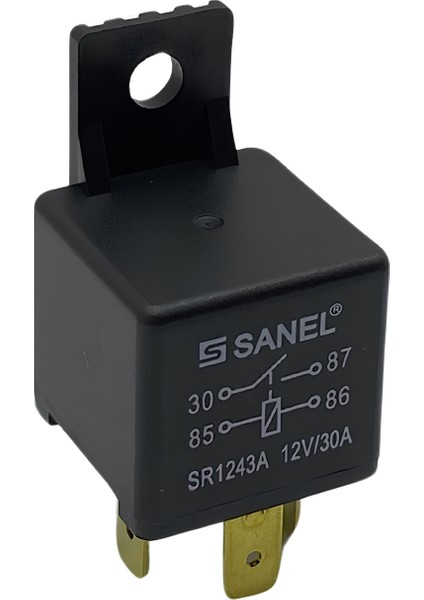 Mini Röle 12V 30A 4 Uçlu 30-87-86-85 Sanel Mini Röle 4 Fişli