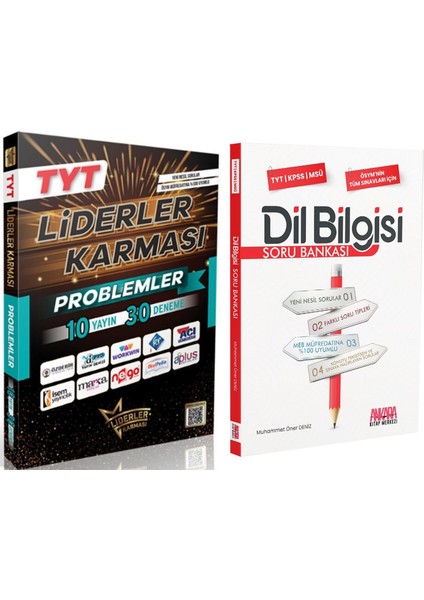 TYT Problemler 10 Yayın 30 Deneme ve Akm Dil Bilgisi Soru Bankası Seti 2 Kitap