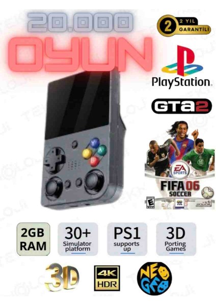 El Atarisi 3.5" Ultrahd Ekran Gamepad Retro Atari Psp/ps1/neogeo Fıfa Gta 20.000 Games Oyun Konsolu