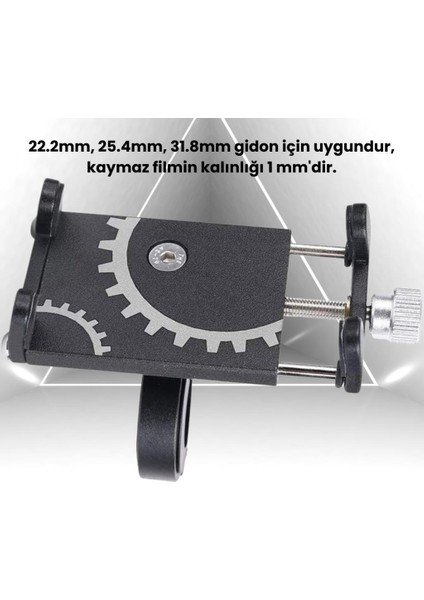 KR01 Pro Alüminyum Vida Sıkıştırmalı Sıkı Tutuş Titremez Motosiklet Bisiklet Telefon Tutucu