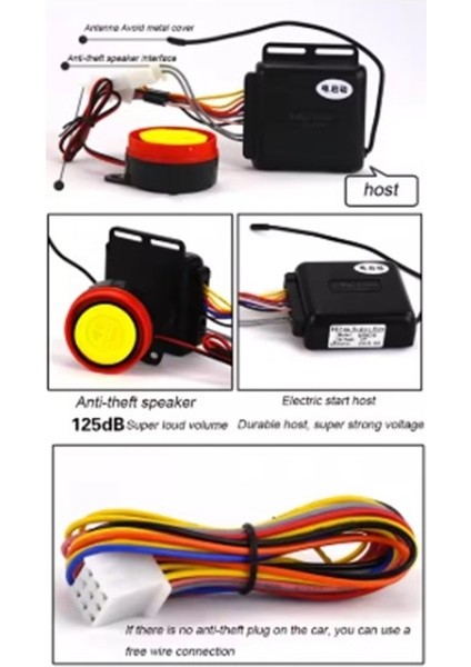 Motosiklet Uzaktan Çalıştırmalı 125DB Alarm Seti Yedek Anahtarlı