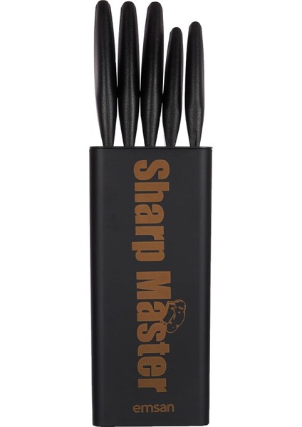 Sharp Master 6 Parça Bloklu Bıçak Seti, Paslanmaz Çelik, Siyah