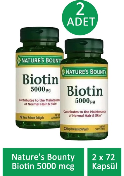 Biotin 5000 Mcg 72 Kapsül 2 Adet