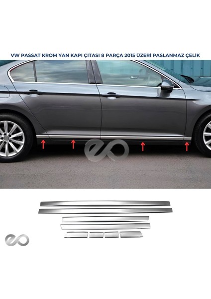 Vw Passat B8 Krom Yan Kapı Çıtası 8 Prç. 2015-2019 P.çelik