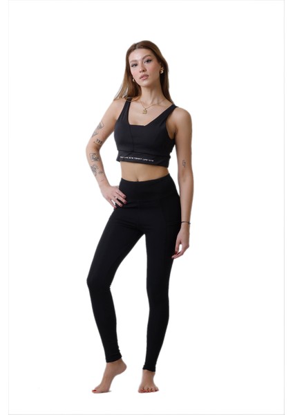 Looksense Kadın Siyah Yüksek Bel Çift Cepli Toparlayıcı Fitness Spor Tayt 1005 fiyatları