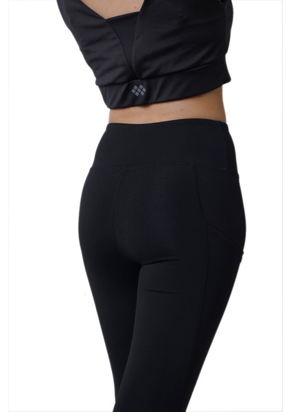 Looksense Kadın Siyah Yüksek Bel Çift Cepli Toparlayıcı Fitness Spor Tayt 1005 indirimleri