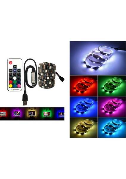 Tv Arkası Silikonlu Kumandalı Rgb Şerit LED - 16 Renk