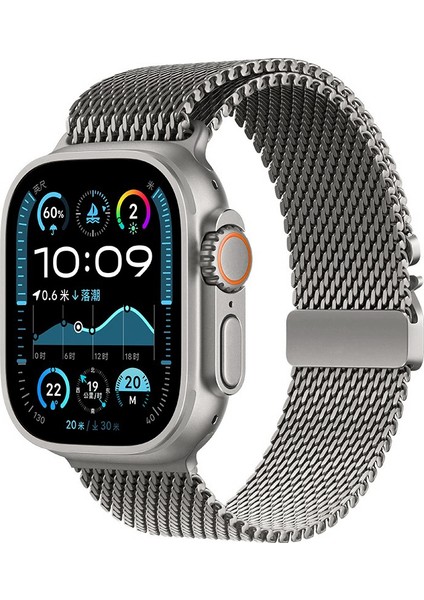 Apple Watch Ultra 49MM Zore KRD-121 Metal Hasır Kordon-Gri