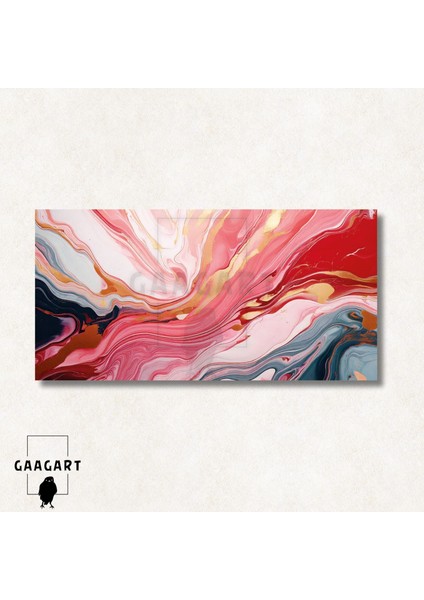 Panoramik Kanvas Duvar Tablosu Soyut Pembe Beyaz Mermer Deseni modelleri