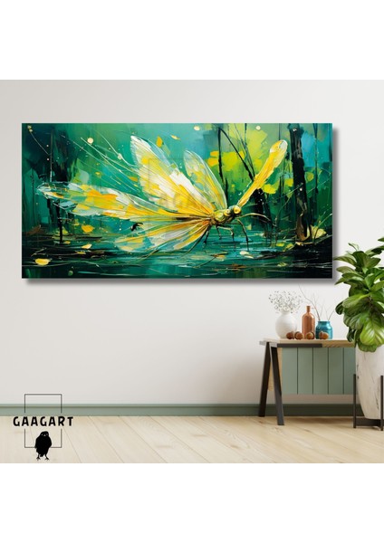 Panoramik Kanvas Duvar Tablosu Yağlı Boya Görünümlü Kelebek