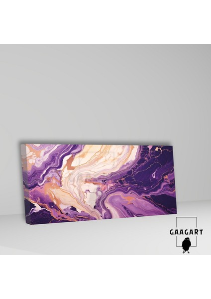 Panoramik Kanvas Duvar Tablosu Soyut Mor Kremrengi Mermer Deseni fiyatları