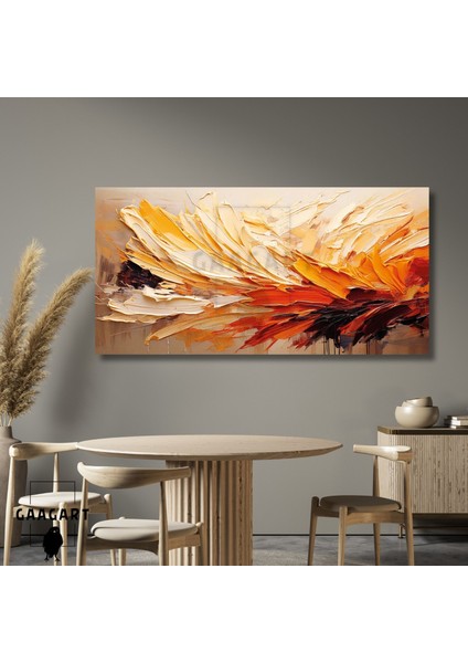 Panoramik Kanvas Duvar Tablosu Yağlı Boya Görünümlü Fırça Darbeleri
