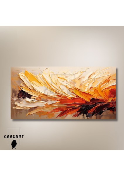 Panoramik Kanvas Duvar Tablosu Yağlı Boya Görünümlü Fırça Darbeleri modelleri