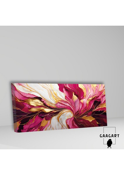 Panoramik Kanvas Duvar Tablosu Soyut Pembe Gold Desen fiyatları