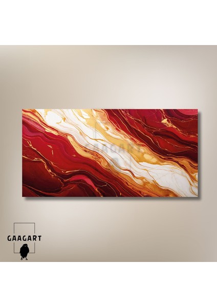 Panoramik Kanvas Duvar Tablosu Soyut Bordo Krem Mermer Deseni modelleri