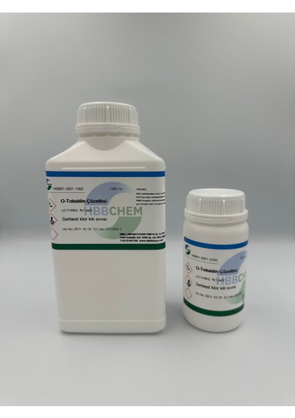 O-Toluidin Çözeltisi Serbest Klor Kiti Sıvısı 250 ml