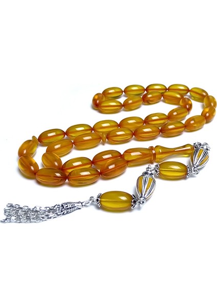 Kızılcık Kesim Sarı Ateş Kehribar Tesbih 7X13MM fiyatları