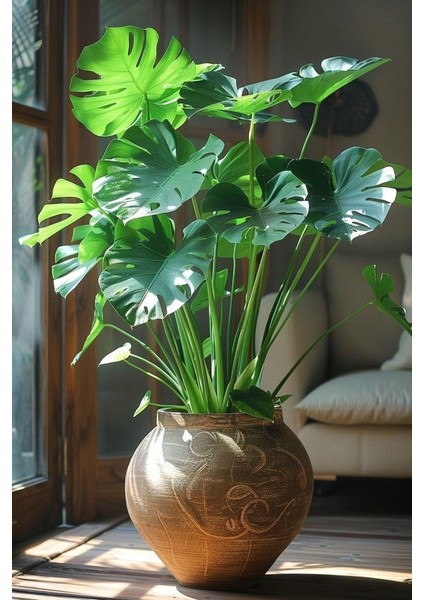 Delikli Deve Tabanı - 40-60 cm - Monstera Deliciosa - Popüler Bitki - Dolgun Form