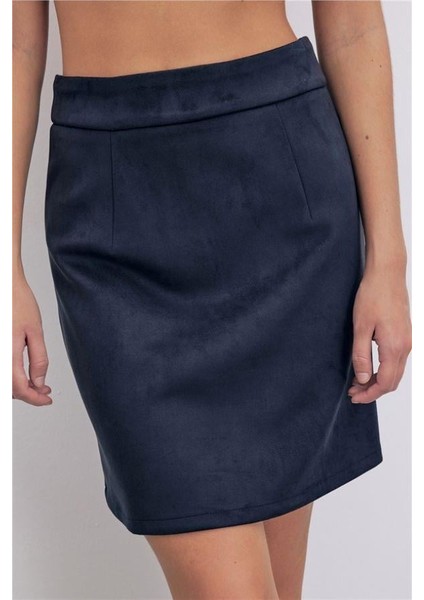 4527 Mini Süet Etek Lacivert