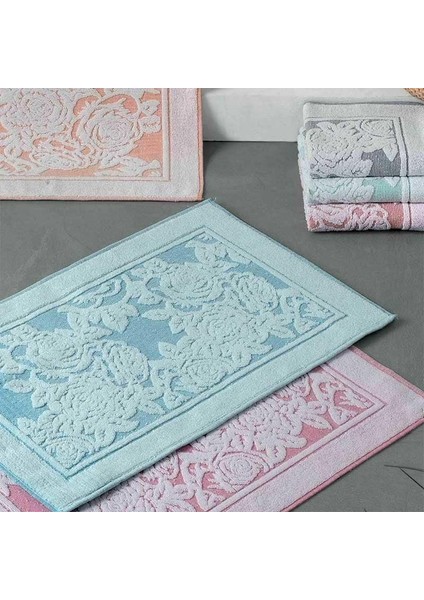Ma x style Rose Jakarlı 50 x 70 cm Paspas Turkuaz
