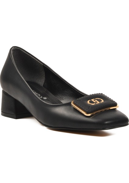 Siyah Cilt Kadın Topuklu Ayakkabı
