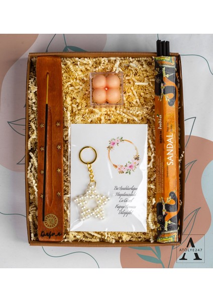 Kişiye Özel Isimli Tütsülük - 20 Li Sandal Tütsü - Yıldız Anahtarlık - Bubble Mum