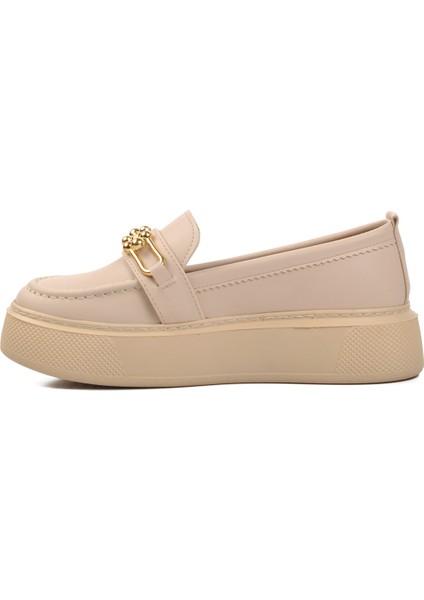 Bej Kadın Loafer Ayakkabı