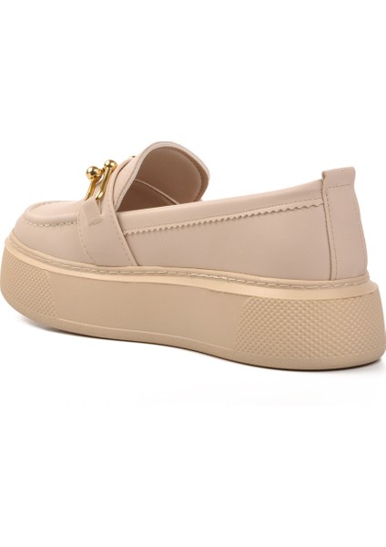 Bej Kadın Loafer Ayakkabı