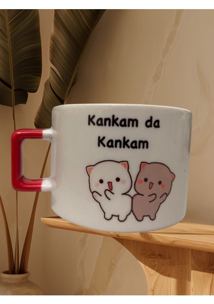 Kankamda Kankam Çift Taraf Yazılı Kupa Bardak (Kırmızı Latte)