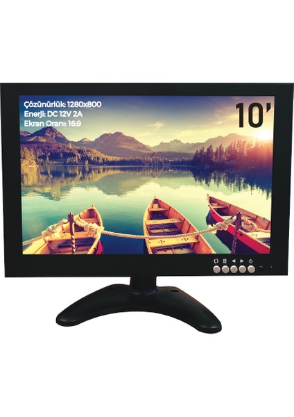 SE-1010IPS 10" Hmdı Monitör 10 Inç IPS Araç Monitörü HDMI - VGA - Bnc - Av - USB Girişli Monitör