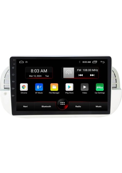 Araç Multimedya Cihazı - 2 32 / IPS 9 Inch Ekran - Navigasyon - Carplay - Fiat 500 White - Vsr