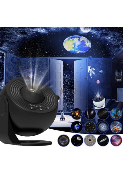 SE-0606B Yıldızlı Gökyüzü Projektörü, Çocuklar Için LED Planetaryum Yıldızlı Projektör, Galaksi Projektörü, Yıldızlı Gökyüzü Gece Lambası, 12 Gezegen Diskli, Projektör Lamba, Yıldızlı Gökyüzü Lambası