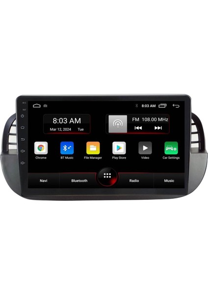 Araç Multimedya Cihazı - 2 32 / IPS 9 Inch Ekran - Navigasyon - Carplay - Fiat 500 Black - Vsr