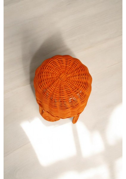 Turuncu Renkli Rattan Tavşan Tasarımlı Dekoratif Sepet Çocuk Odası Oturma Odası Düzenleyici (30 cm ) Oceanpoint modelleri
