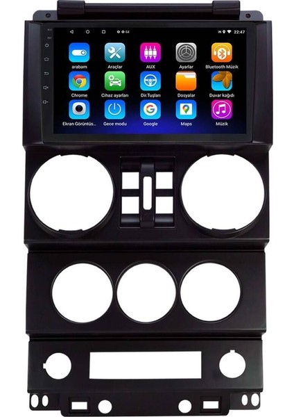 Araç Multimedya Cihazı - 2 32 / IPS 9 Inch Ekran - Navigasyon - Carplay - Jeep Wrangler 2008 - Vsr