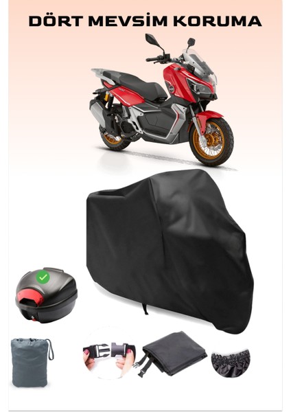 Rks Reale 125X Arka Çanta Uyumlu Siyah Motosiklet Branda Su Geçirmez Dayanıklı Kumaş