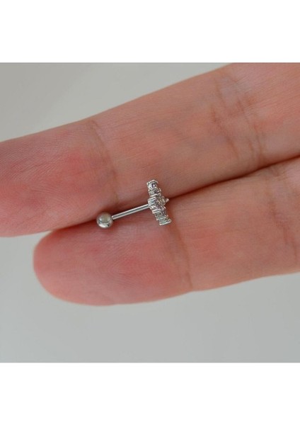 Çiçekli ve Kelebekli Mini Tragus Helix Piercing Kıkırdak Silver Renk Ha modelleri