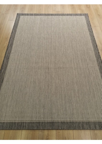 Sisal 9313 Gri / Beyaz Bordürlü Jüt Sisal Kilim