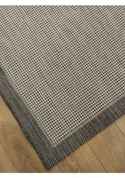 Sisal 9313 Gri / Beyaz Bordürlü Jüt Sisal Kilim