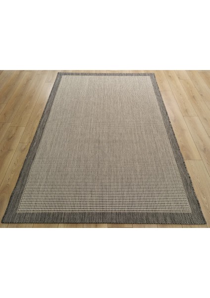 Sisal 9213 Gri / Beyaz Bordürlü Jüt Sisal Kilim