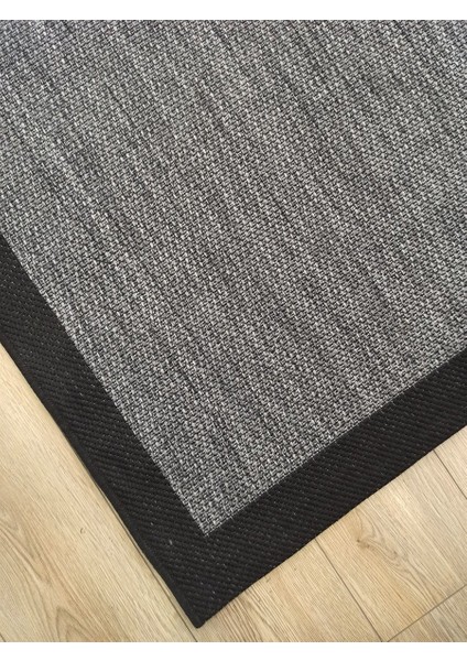 Sisal 9714 Gri / Siyah Bordürlü Jüt Sisal Kilim fırsatları
